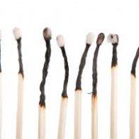 group of burnt matches (isolated on a white background)