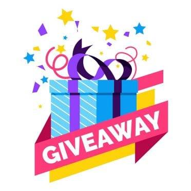 Giveaway and gift box, social media post or website isolated icon vector. Prize or free present, shopping special offer, competition winner award, online action. Internet site, container in wrapping
